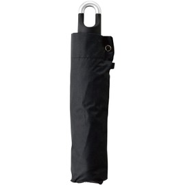 Miyajima 22150 Folding Umbrella, For Rain or Shine, 23.6 inches (60 cm), Plain, Carabiner Included, Black Coating, Black
