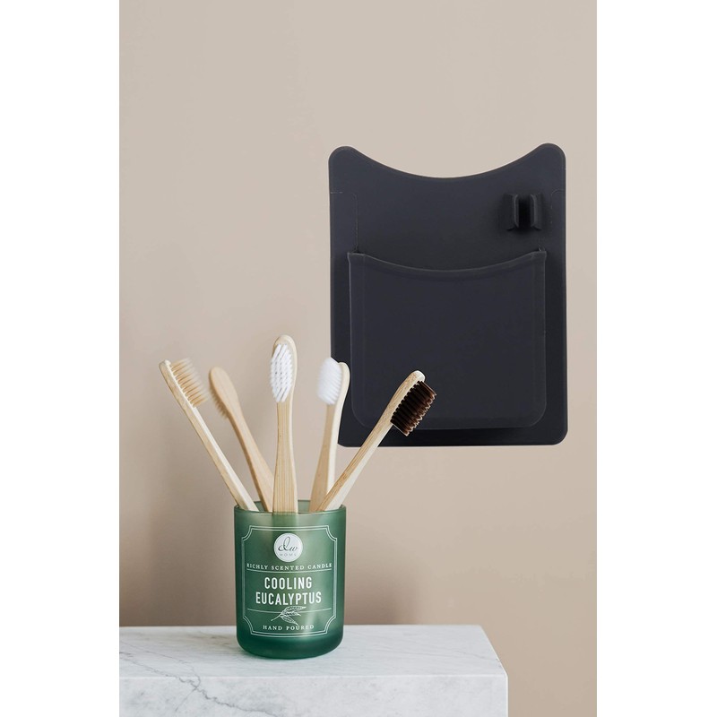 Frafuo Shower Toothbrush Holder for Bathroom-Waterproof Black Toothbrush Holders for