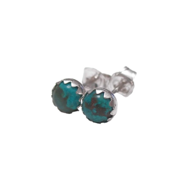 Tiny Chrysocolla Stud Earrings 4mm Studs