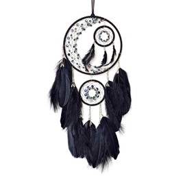 RAGKUU Black Dream Catcher Dreamcatcher with Hanging Rings Handmade Feather Dream Catchers Wall Hanging Ornaments for Bedroom Home Decor