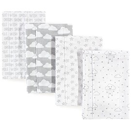 Hudson Baby Unisex Baby Cotton Flannel Burp Cloths, Gray Clouds, One Size