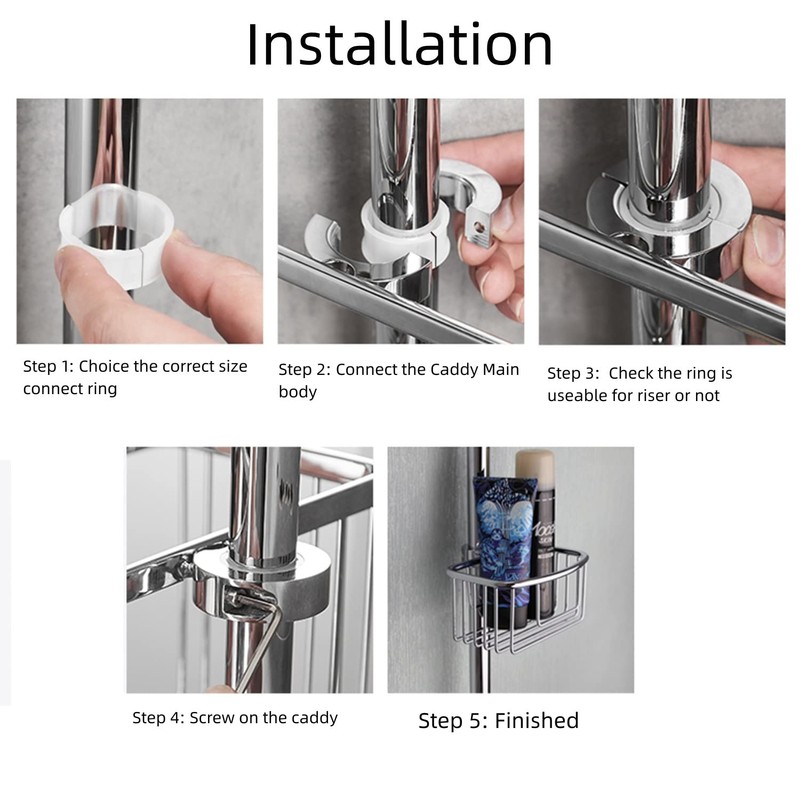 Frafuo Shower Pole Caddy for Shower-6 Size Riser Ring NO