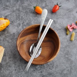 (KitchenU) Toddler & Children's Cutlery Set, Daycare & Kindergarten Supplies, Miffy Character Stainless Steel Spoons, Chopsticks, Commercial Use / (키친유)유아 어린이 수저세트 어린이집 유치원 준비물 미피 캐릭터 스텐 스푼 숟가락 젓가락 업소용