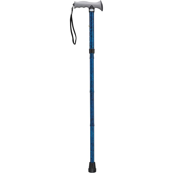 Drive Medical Adjustable Height Aluminum Folding Cane with Comfortable Gel Hand Grip, Blue Crackle
