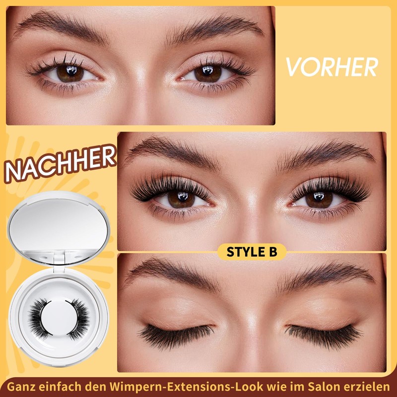 QUEWEL Natural Look Magnetic Eyelashes with Applicator Easy to Use