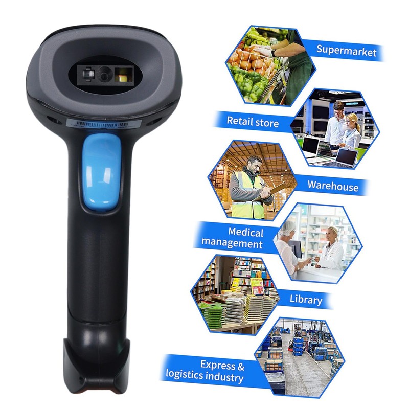 Rabitpos 1D 2D QR Barcode Scanner Wireless, Handheld Cordless Bar