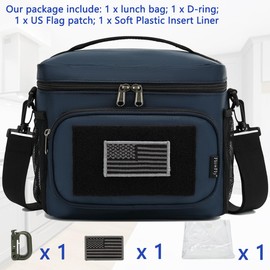 FlowFly Lunch Bag, Insulated Cooler, Thermal Lunch Box Tote with MOLLE/PALS Webbing, Adjustable Padded Shoulder Strap, for Tactical Men Women Adults and Boys Girls Kids (Cyan, Large)