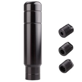 muge racing Aluminum Alloy Weighted Shifter Knob,5" Auto Gear Shift Knob with 3 Threaded Adapters M8 M10 M12,Fit Most Automatic Manual Vehicle-Black