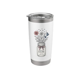 1776 Patriotic Mason Jar Flowers July 4 Stars USA Stainless Steel Insulated Tumbler