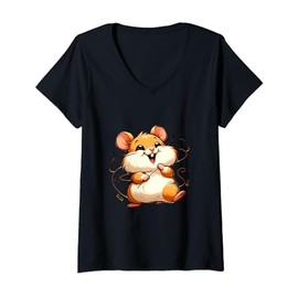 Womens Funny dancing hamster meme based outfit V-Neck T-Shirt
