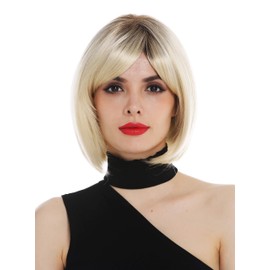 WIG ME UP - AVE-MT-YS613S8 Women's Wig Monofilament Bob Short Straight Ombre Brown Light Blonde Platinum