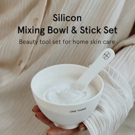 ONE THING Modeling Mask Mixing Bowl & Silicone Stick White | 1 Set | Facial Tool Kit for Modeling, Clay, Mud, Peel Off Mask, Reusable Spatula, Large Size Cup | Korean Skin Care