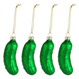 YADIRF 10 Pcs Christmas Pickle Glass Ornament Lucky Pickle Green Glass Christmas Tree Ornament for Christmas Tree Holidays Anniversaries Parties Home Kitchen Decoration Supplies