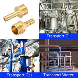 M METERXITY Brass Barb Hose Connectors - Pipe Fitting Adapter for Transporting Air Fluid, Apply to Industry (6mm Barb x G1/4 Male Thread, Gold Tone)