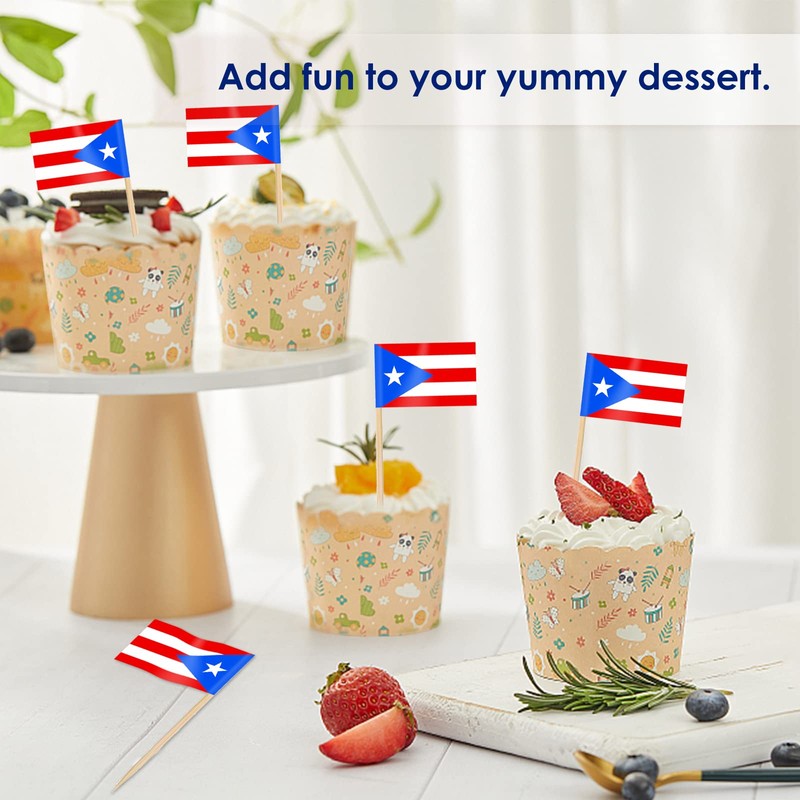 AhfuLife Puerto Rico Flag Toothpick, 200 Pcs Small Tiny Puerto