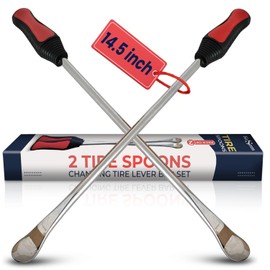 KESEM 2 Pack 14.5" Tire Spoons Changing Tire Lever Tire Iron Bar Set Tire Repair Tool Kit Tire Changer Remove Tyre Heavy Duty Metal Steel for Motorcycle Bike Scooter Bicycle Mower Dirtbike 14.5 inch long