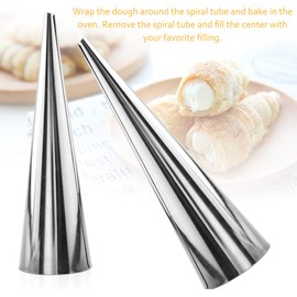 15 Pcs Stainless Steel Cannoli Tubes Set,Non-stick Cone Cream Horn Molds and Diagonal Shaped Cannoli Forms for DIY Baking Waffle Cone Pastry Roll Molds