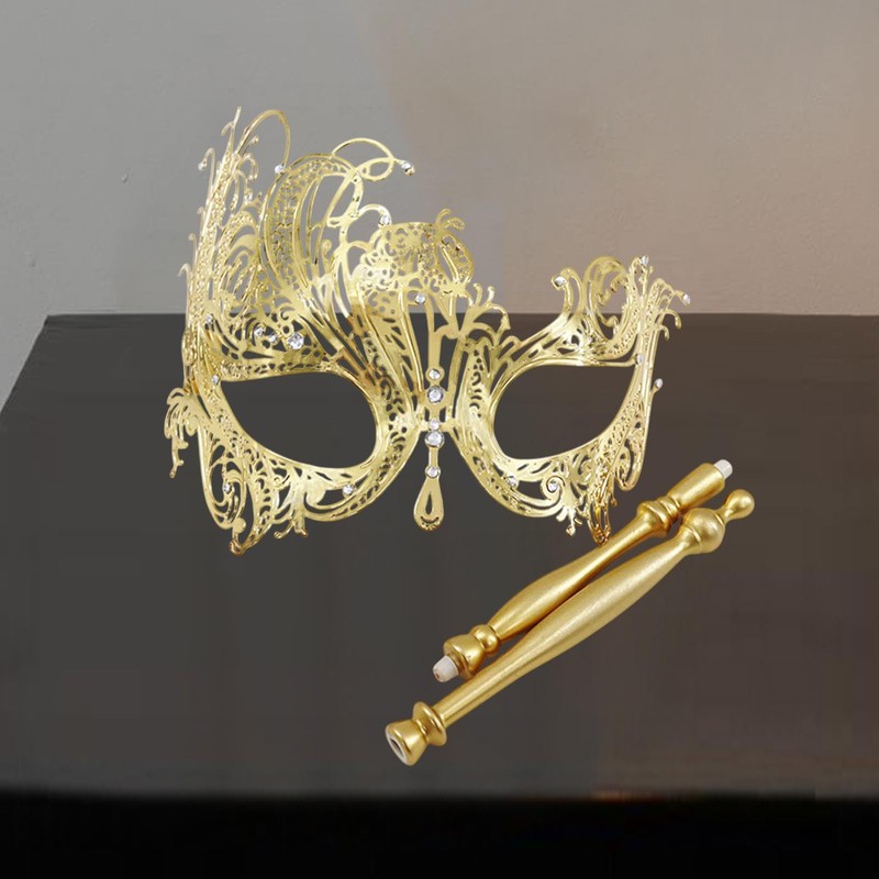 Frediuo Women Masquerade Mask Costume Prop, Metal, Elegant Party Face