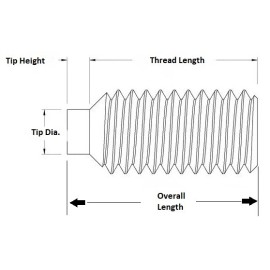 Kmac 18-8 Stainless Steel Set Screws, Brass Tip, 8-32 x 3/8" Length, 10 Pcs