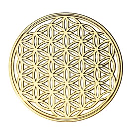 RELIGHT Flower of Life Stickers, Metal, Sacred Geometry, Orgonite, Decorative Material, Flower of Life, Gold, 1.2 inches (3 cm), Pack of 3