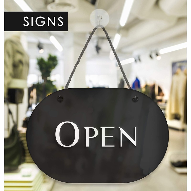 3DP Signs | Stylish Oval Black - Open/Closed Door Sign