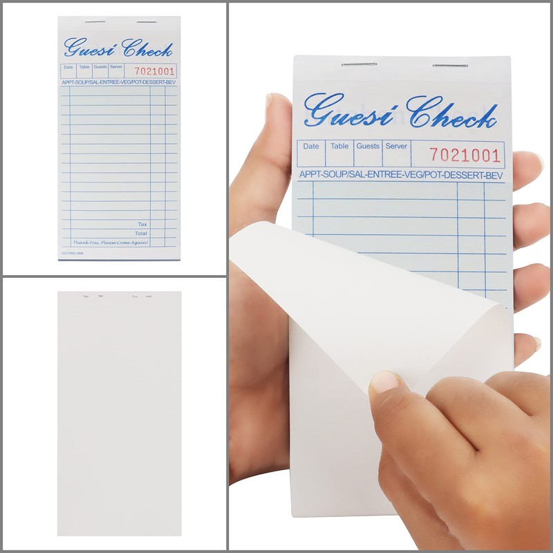 BELLE VOUS 100 Sheets Waiter Blocks Receipt Pad with Duplicate