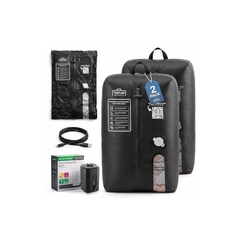 TRIPUM - Bolsas de vacío de viaje con bomba eléctrica