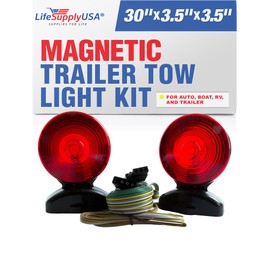 LifeSupplyUSA LED Magnetic Towing Trailer Tow Light Tail Light Haul Kit for Auto, Boat, RV, Trailer (2-Pack)