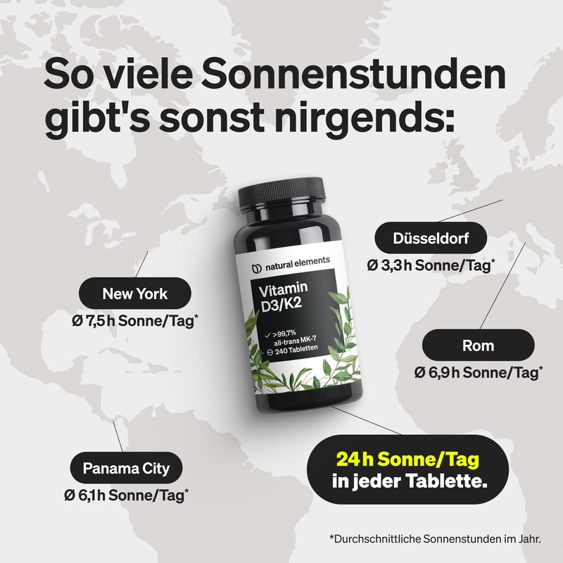 natural elements Vitamin D3 + K2 - > 99.7% all-trans