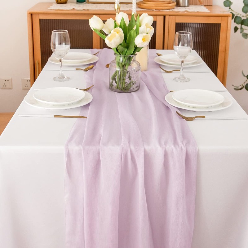Chuqing Chiffon Table Runner, Purple, 70 cm x 3 m,