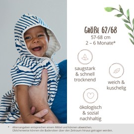 Windelbär Children's Bath Poncho 100% Organic Cotton [GOTS & Oeko-Tex Certified] Baby 62/68 Hooded Towel Baby (DE/NL/SE/PL, Age, One Size, Fish & Whales - Blue)