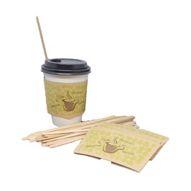DHG PROFESSIONAL 12 oz Disposable Paper Coffee Cups with Lids, Sleeves and Stirrers 50 sets