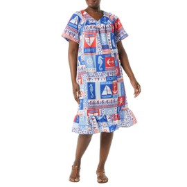 AmeriMark Casual Women’s Muumuu House Dress Comfortable Flowy Short Sleeve Patio Sun Dress Lounger Gown Sleepwear for Ladies