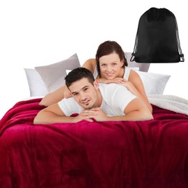 Waterproof Blanket for Bed King Size (90"x80") – Reversible Sherpa Throw with Leakproof TPU Layer – Stain Resistant, Washable Bed Protector with Soft Carry Bag –Red