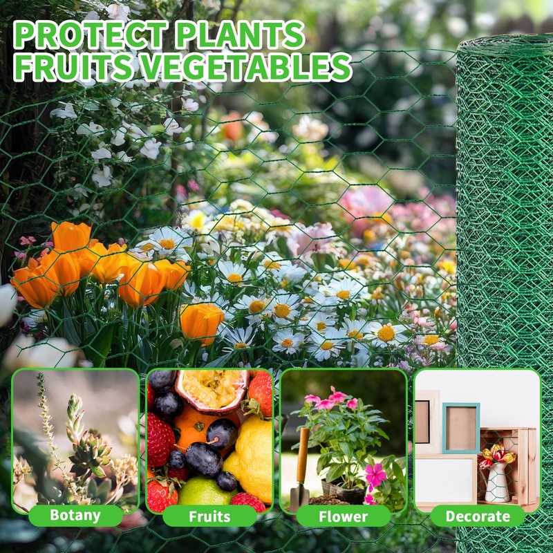 16 x 600 Inches Chicken Wire for Floral Arrangements, Green