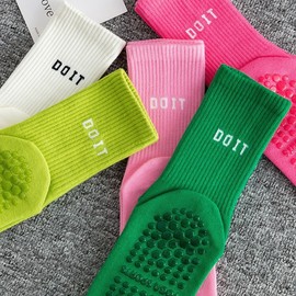 Women's Pilates & Yoga Grip Socks - Sweat-Absorbing Sports Fitness Socks (Trendy Shark Design) Size/White 20ea