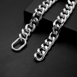 WOOFUU 19MM Heavy Duty Thick Cuban Link Cat Collar,Silver Chain Collar for Small Dogs - 8 Inches Length Pet Necklace Collar