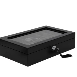 Tech Swiss 12 Watches Black Finish Wood Compartments - Open Box