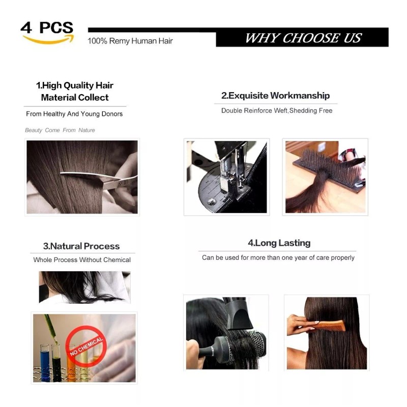 GEELOOK Extensiones Cabello Humano 60gr 14in Marrón Más Oscuro #2