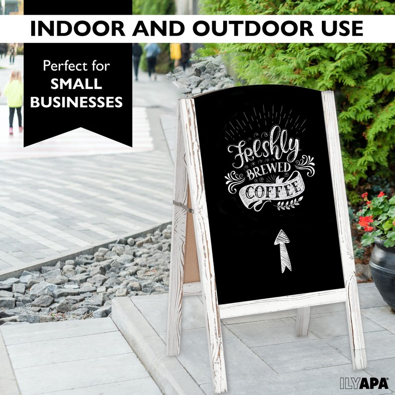 Ilyapa Wooden A-Frame Chalkboard Sidewalk Signs with Rounded Top -