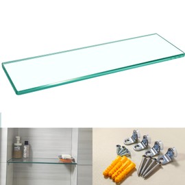 Biutimarden 11.81” Tempered Glass Niche Shelf with 4 Small Brackets for Tile Niches Wooden Niches 8mm Thick Shower Niche Shelf for Bathroom Kitchen Cabinet