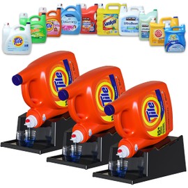 Skywin Laundry Detergent Holder Organizer and Drip Tray for Laundry Room Organization - Soap Cup Storage Tray for Liquid Laundry Detergent Containers - Laundry Detergent Dispenser Pedestal (Black, 3)