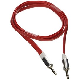 Poppstar 1.2 m High Quality 3.5 mm Stereo Jack Audio Flat Cable - Red