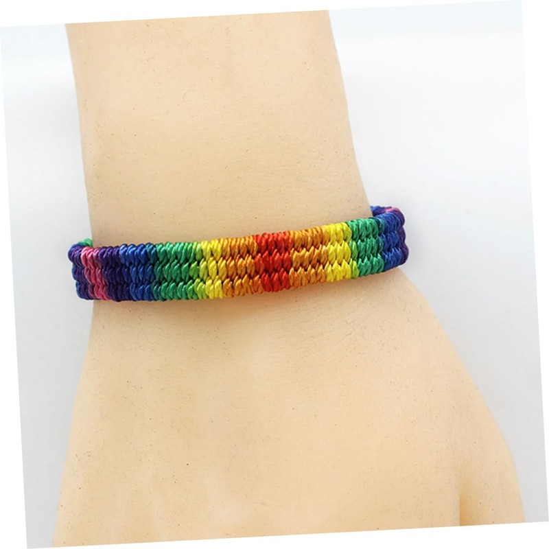 COLLBATH Cotton Braided Rainbow Bracelet 2PCs Woven Adjustable Unisex for