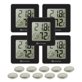 KETOTEK 5 Pack Digital Hygrometer Indoor Thermometer Mini Temperature and Humidity Monitor with Comfort Indicator for House Baby Room Office