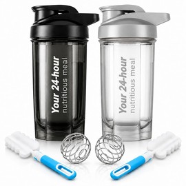 2 Piezas Shaker para Proteina 500ML con 2 Bolas y 2 Cepillos de Esponja