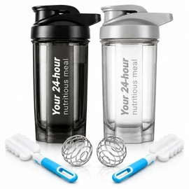 2 Piezas Shaker para Proteina 500ML con 2 Bolas y 2 Cepillos de Esponja