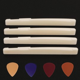 Acoustic Guitar Bridge Saddles,Fit for 74mm & 72mm Bridge Slot,Real Bone Ivory White Pre-Slotted, Replacement Parts for Guitar Repair and Maintenance(White Saddle x 4)