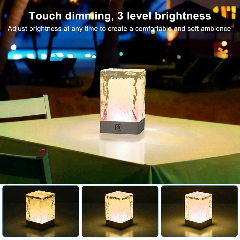 Crystal Table Lamp LED Night Light 3 Level Brightness Touch