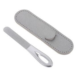 Baluue Zinc Aluminium Nail File with Anti-slip Handle and Pu Case Double-sided Grinding Tool for Travel Manicure and Pedicure Durable Nail Shaper for Fingernails and Toenails
